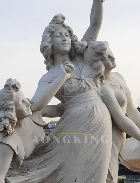 Dancers the panderetologists marble statue (2)