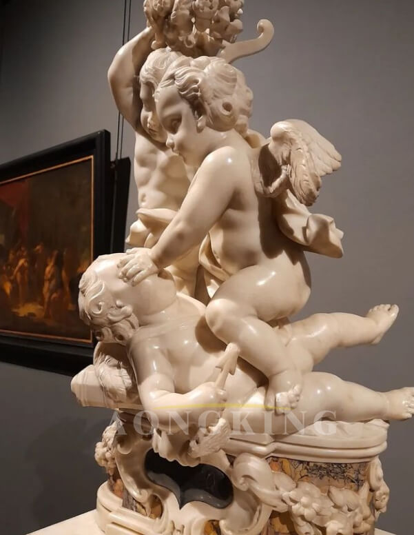 Fighting Cupids marble statue (1)
