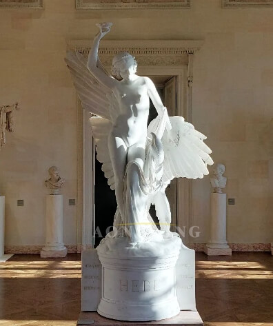 Hebe and eagle marble statue (2)