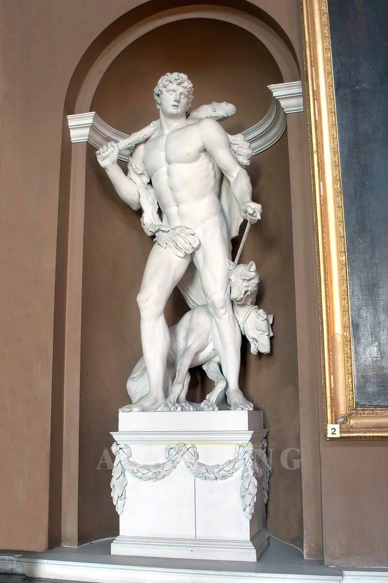 Hercules and Cerberus statue marble