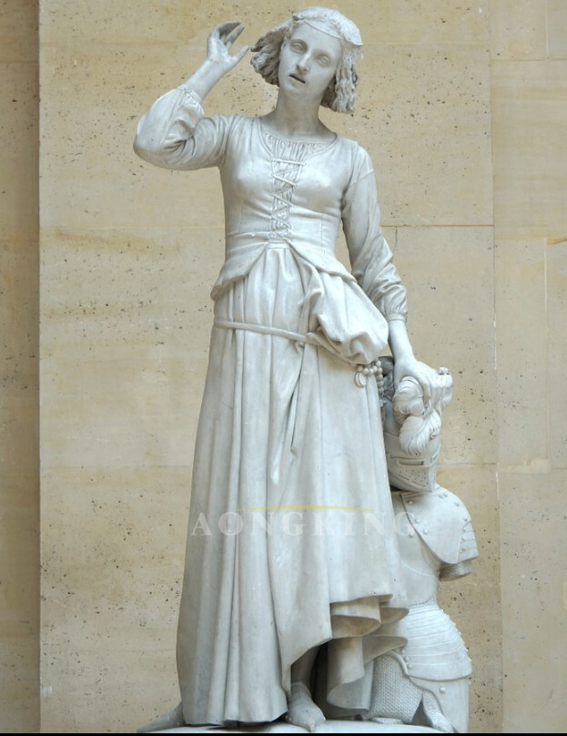 Joan of Arc listening to her voice marble statue