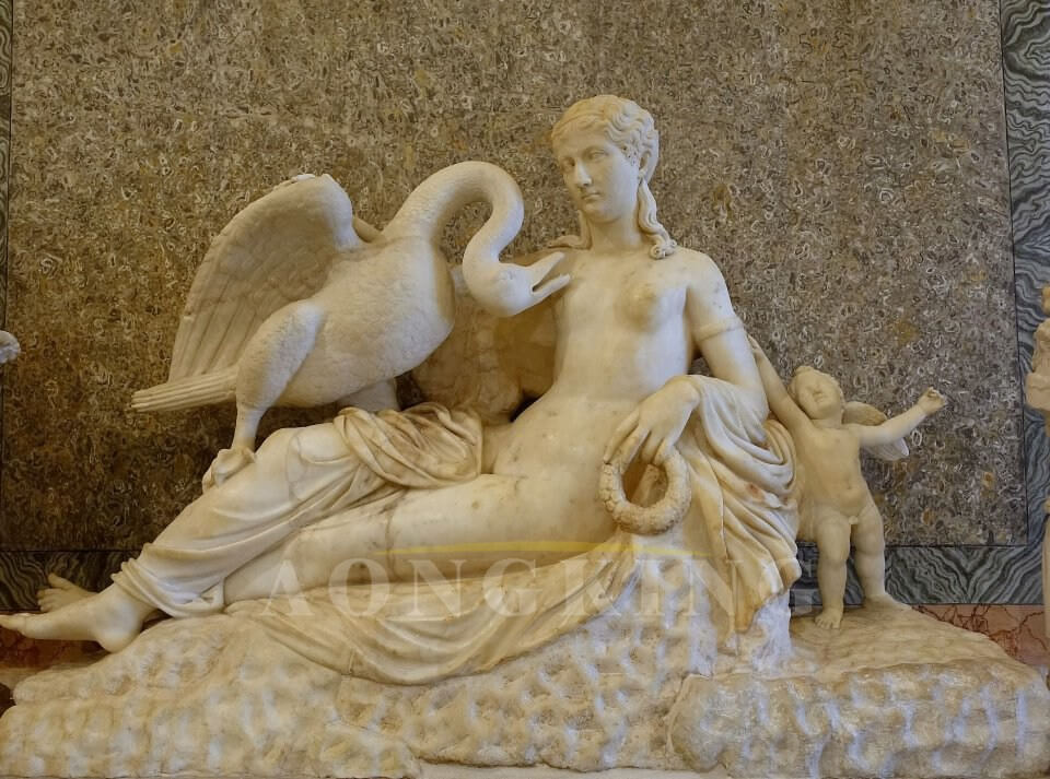 Leda and the Swan marble statue