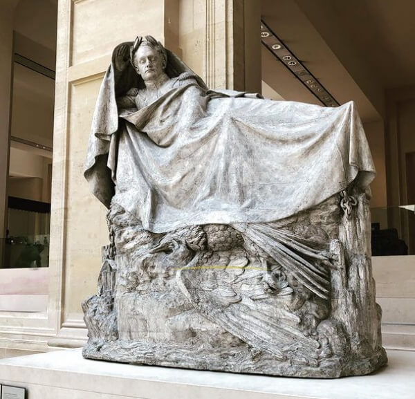 Napoleon awakening to immortality in plaster marble statue