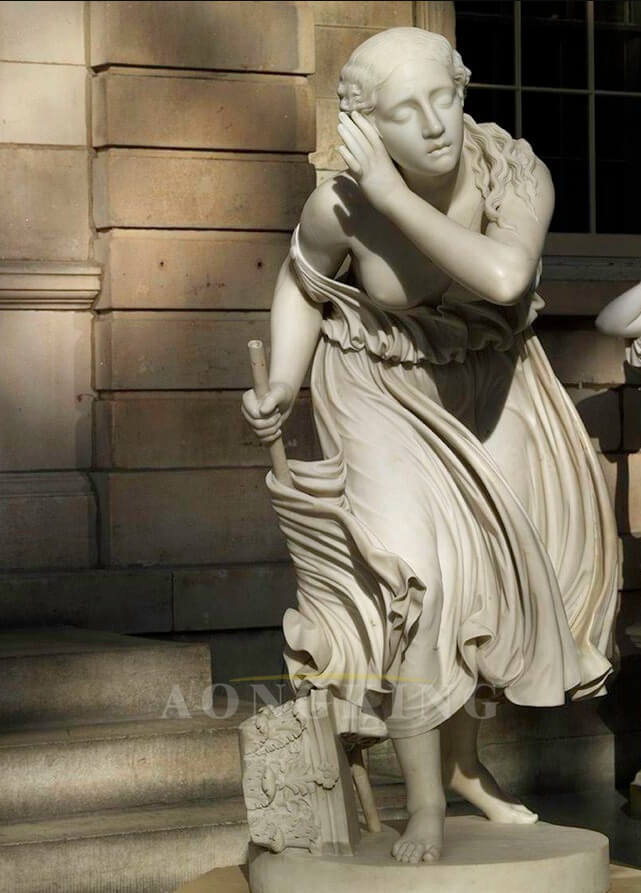 Nydia marble statue The Blind Flower Girl of Pompeii