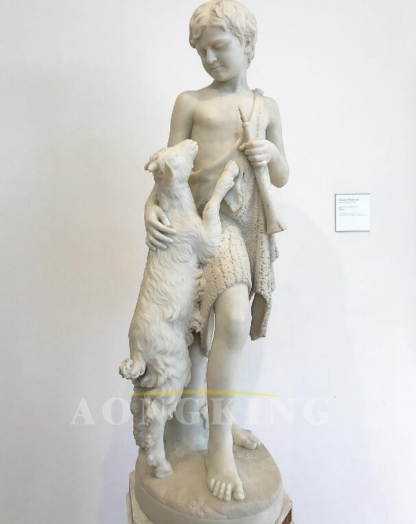 Shepherd with Kid marble statue 