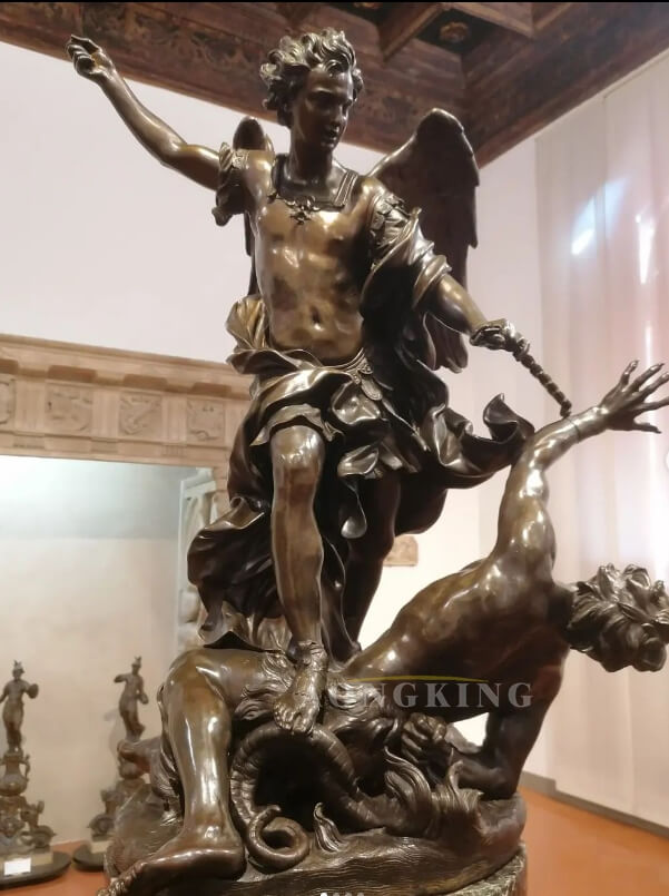 St. Michael the Archangel Slaying the Devil bronze statue