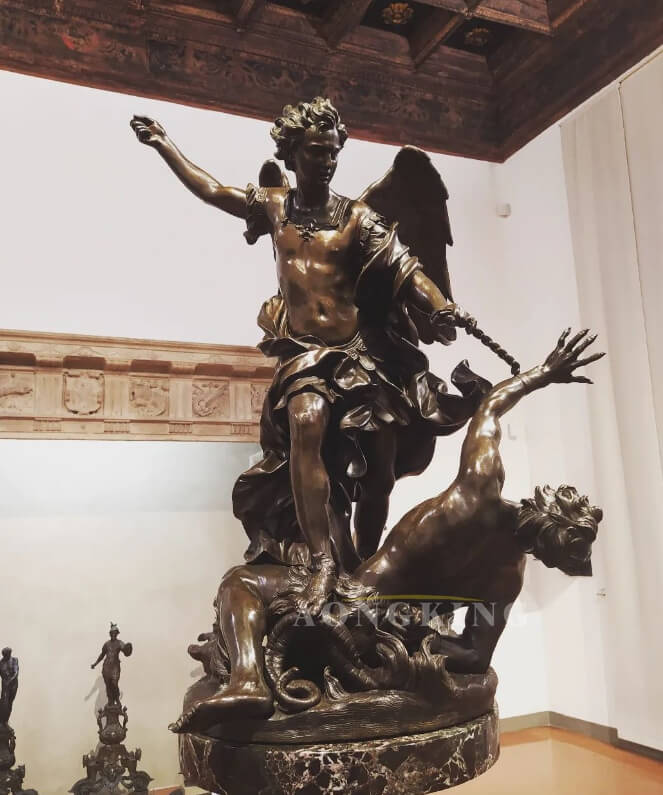St. Michael the Archangel Slaying the Devil bronze statue (3)