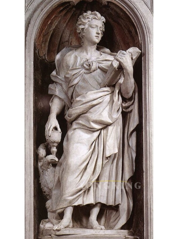 Stucco sculpture of St John the Evangelist marble statue