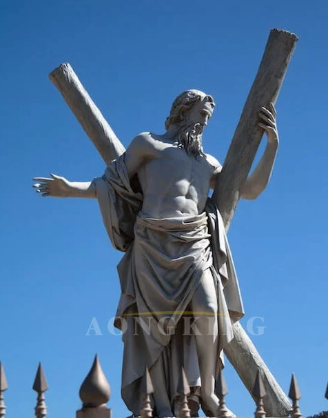 outdoor St. Andrew marble statue