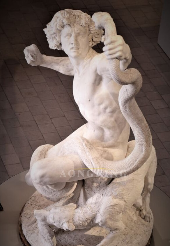 Man Fighting a Snake marble statue (2)