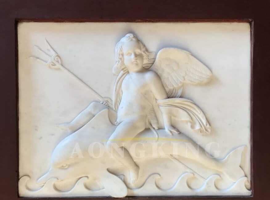 Cupid at Sea (with Neptune’s trident) marble relief
