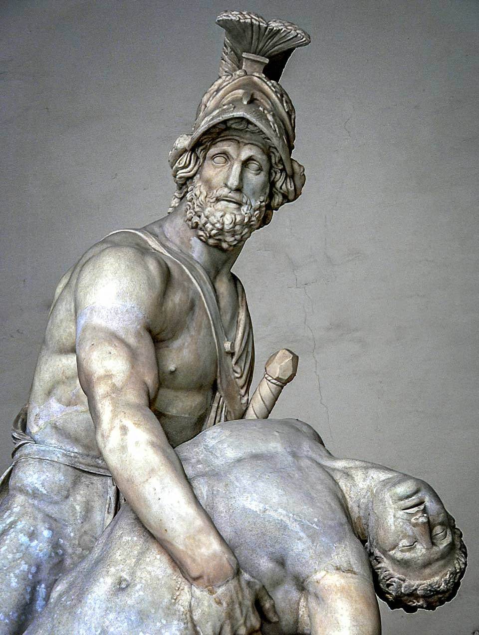 Menelaus supporting the body of Patroclus marble statue (4)