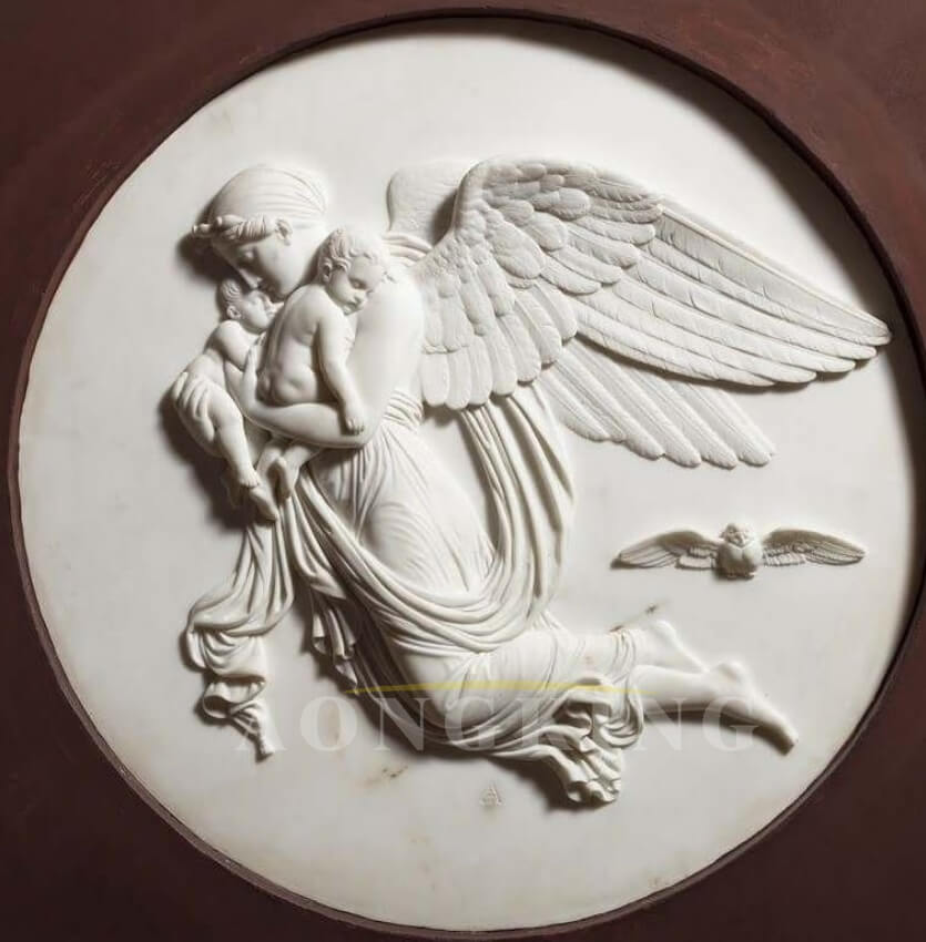 White marble relief angels statues1