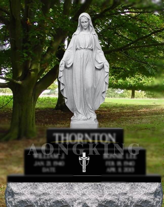 Blessed Mother Mary marble headstone statue