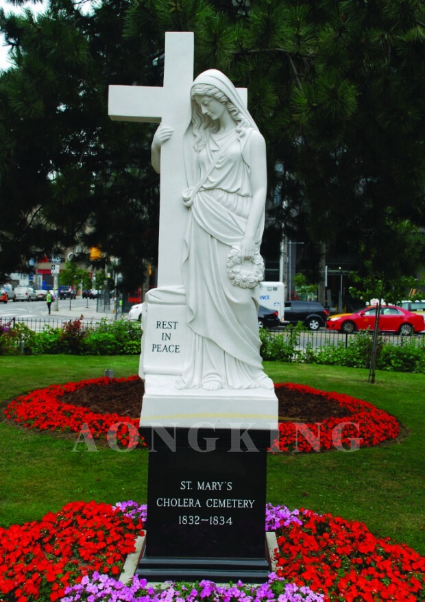 Mother Mary catholic marble headstone