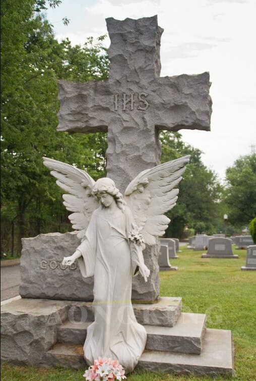 catholic angel headstone statue