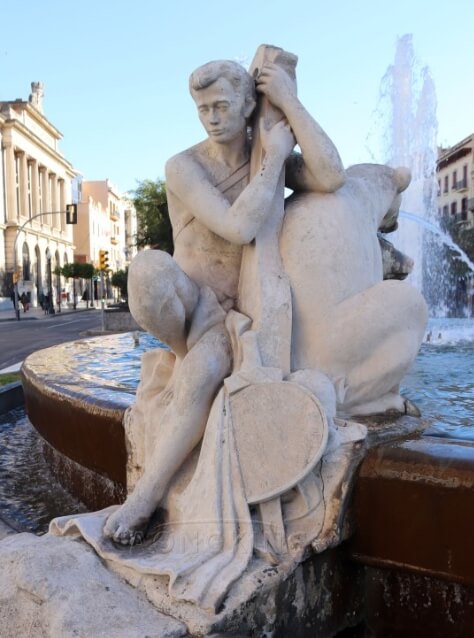 marble water fountain with figure statue for sale (1)