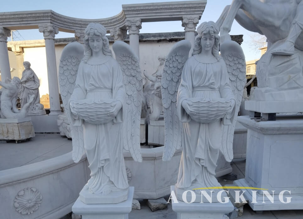 Marble memorial angel statues