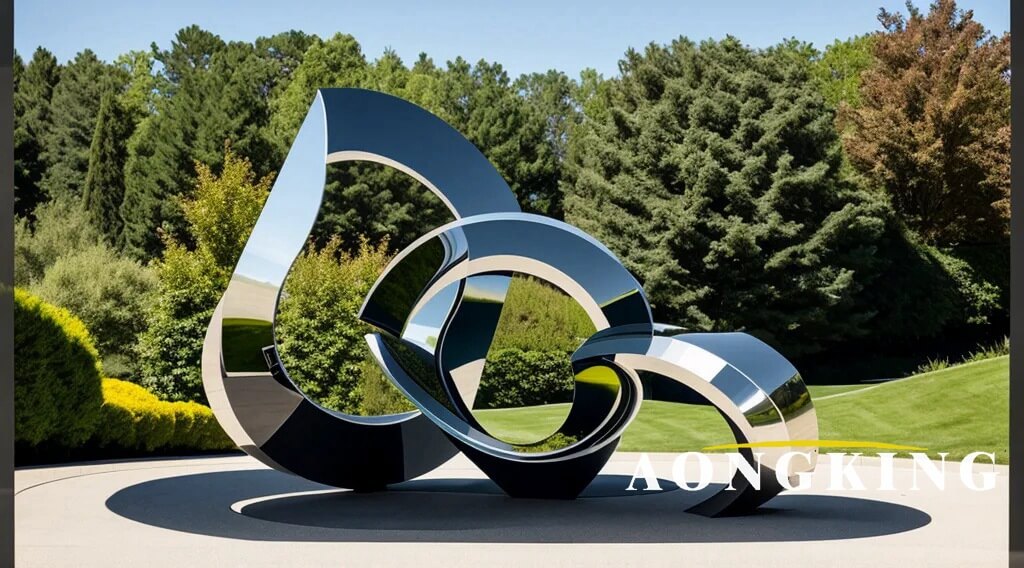 abstract stainless steel sculpture for garden
