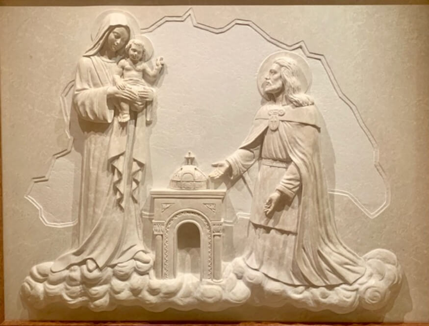 Marble relief church statues