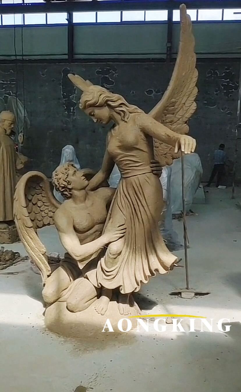 Marble Cupid and Psyche Carving Sculpture clay model