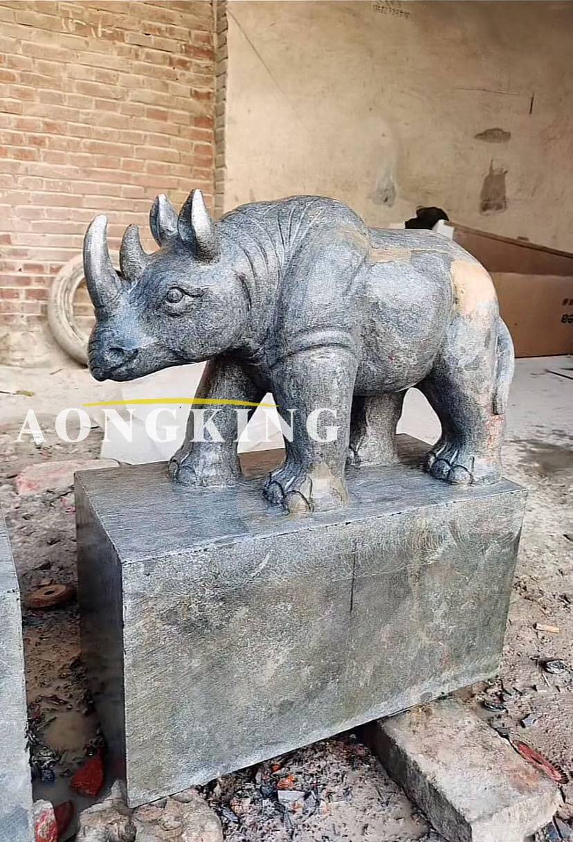 Stone sculpture rhino